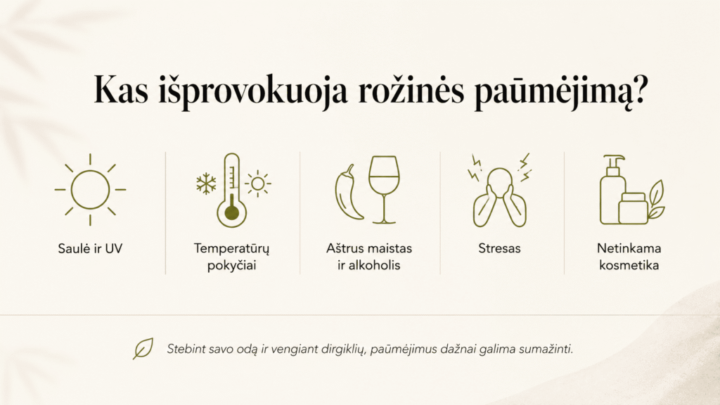 Kas išprovokuoja rožinės paūmėjimą?